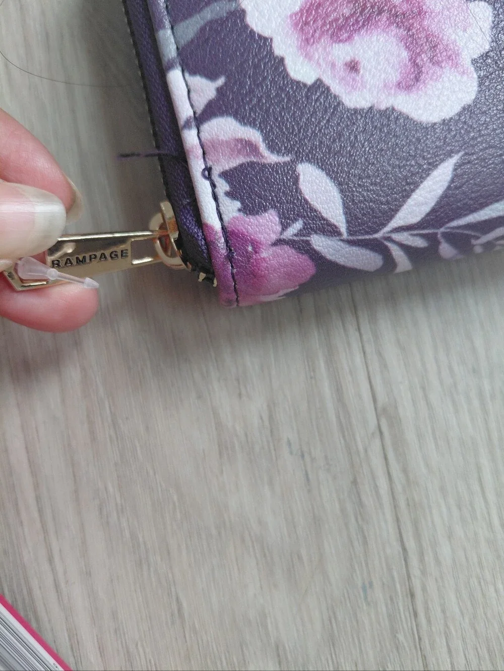 New! Rampage Purple Floral Zip Wallet